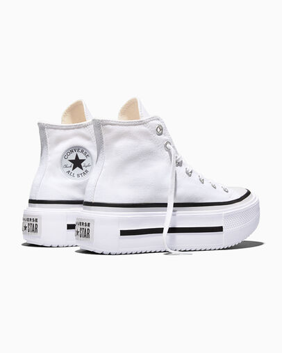 Chuck Taylor All Star Lift Double Stack Platform Canvas Blanc/Noir/Blanc, Heel View