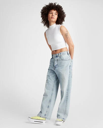 Chuck Taylor All Star Lift Double Stack Platform Canvas Lemon Slushy/Weiß/Schwarz, On Foot Shot 1