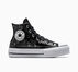 Chuck Taylor All Star Lift Platform Silver Paisley & Leather Roses noires