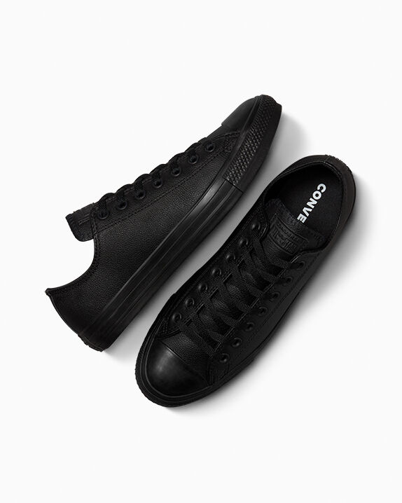 converse leather black mono