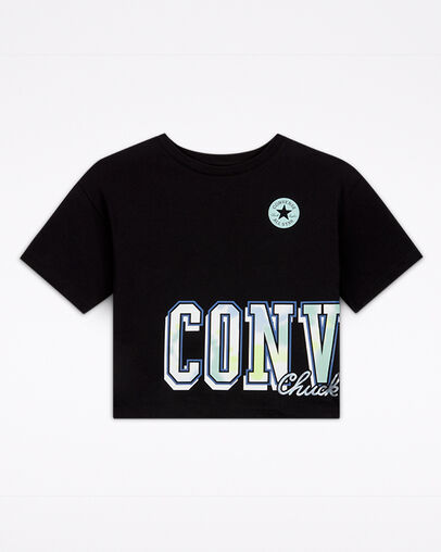 T-shirt ample tie and dye iris&eacute; Noir, Front View