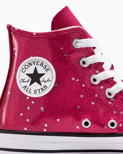 Chuck Taylor All Star Glitter Sporty Berry/White/Egret, Detail Angle View
