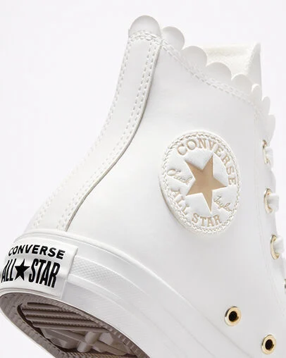 Chuck Taylor All Star Mono White Blanc vintage/Aigrette/Or, Detail Angle View