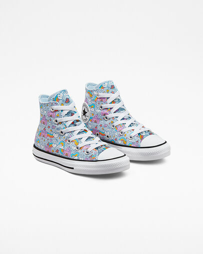 Chuck Taylor All Star Rainbow Castles Lt Armory Blue/Beyond Pink, Angled View