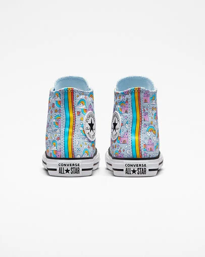 Chuck Taylor All Star Rainbow Castles Lt Armory Blue/Beyond Pink, Heel View