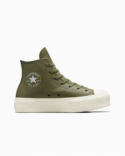 olive green converse platform