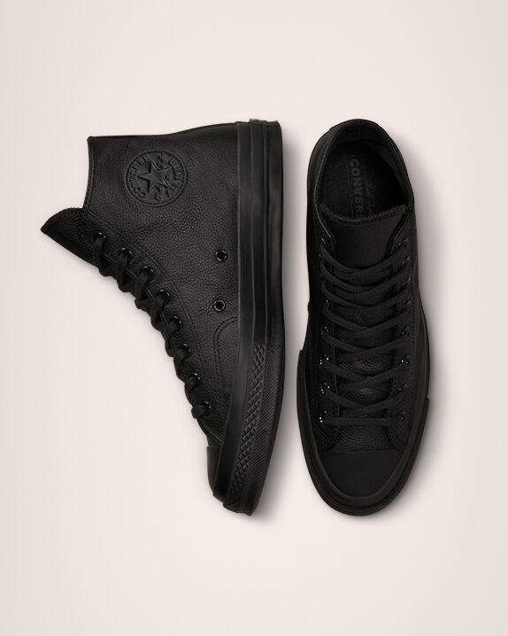 converse leather all black