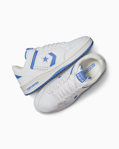 Converse Weapon Leather White/White/Open Sky, Angled View