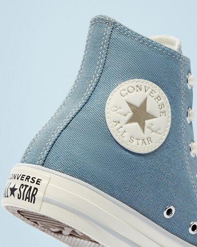 Chuck Taylor All Star Metallic Denim Washed Denim/Egret/Light Gold, Detail Angle View