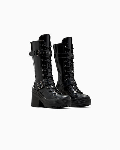 Chuck 70 De Luxe XXHi Leather Negro/Negro/Negro, Top and Side View