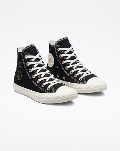 Chuck Taylor All Star Golden Elements Zwart/Light Gold/Egret, Angled View