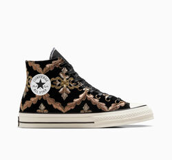 Converse  sneaker zwart fluweel met bloemen