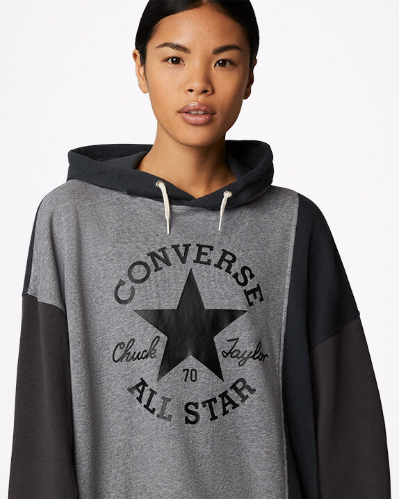 Oversized Color-Blocked Pullover Hoodie 