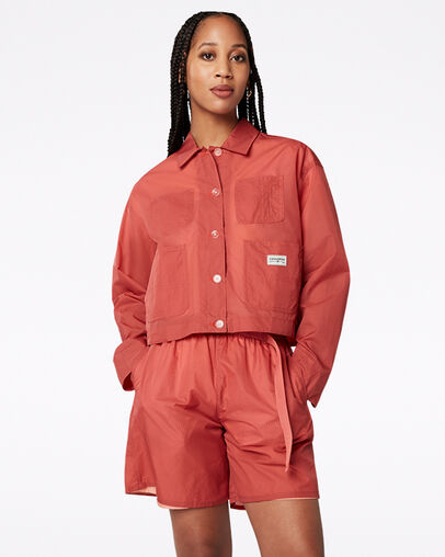 Sheer Chore Mantel Terracotta Pink, Front View