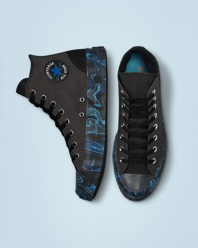 Chuck Taylor All Star CX Marbled Storm Wind/Black/Game Royal, Top and Side View