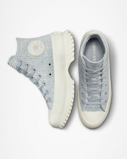 Chuck Taylor All Star Lugged 2.0 Velour Gravel/Egret/Egret, Top and Side View