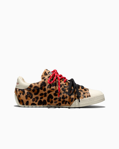 Chuck Taylor Lo Leopard Pony Hair Black/Egret/Red, Outer Side View
