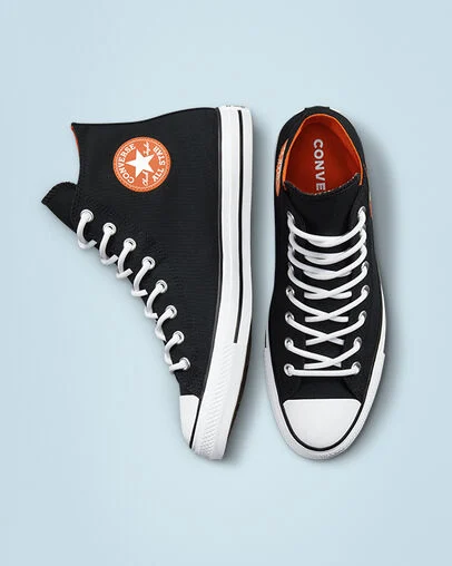 Chuck Taylor All Star GORE-TEX&reg; Cold Fusion Black/Bold Mandarin/White, Top and Side View