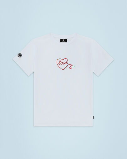 Chuck Taylor Love Boyfriend T-Shirt Wei&szlig;, Front View