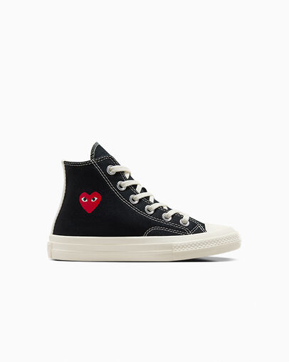 PLAY Comme des Garçons Single Heart Chuck 70 Negro/Garza/Rojo, Outer Side View
