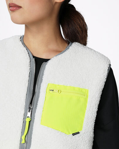 Wendbare Sherpa-Weste Limestone Grey Multi, Detail View