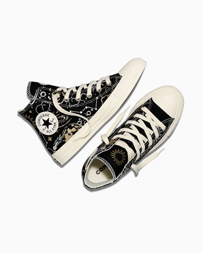 Chuck Taylor All Star Cosmic High Top Black/Silver/Gold, Angled View