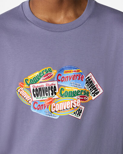 Sticker Collage Graphic T-Shirt Slate Lilac, Detail View