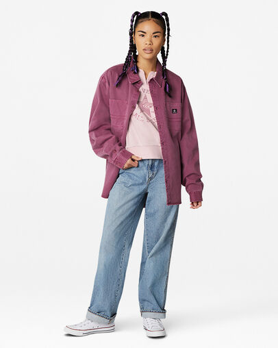 Chuck Taylor Patch Crew Neck Sweatshirt Barely Rose, Full Body View