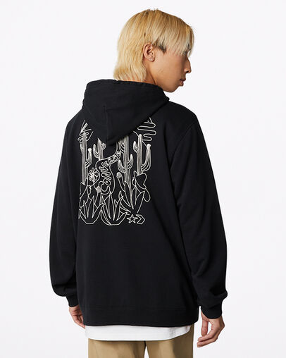 Desert Graphic Pullover Hoodie Black, Back View