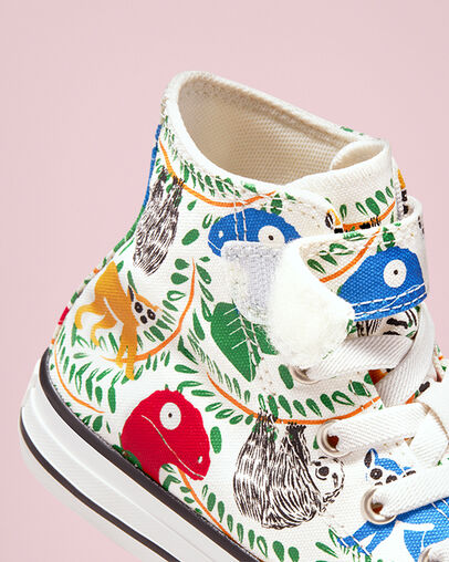 Chuck Taylor All Star Easy-On Multicolored Animals Vintage White/Multi/Black, Detail Angle View
