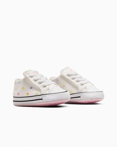 Chuck Taylor All Star Embroidered Polka Dots Easy On Vintage White/White, Top and Side View