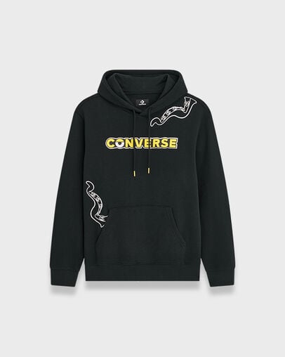 Converse x Minions Standard Fit Zip-Up Hoodie Converse Black, Front View