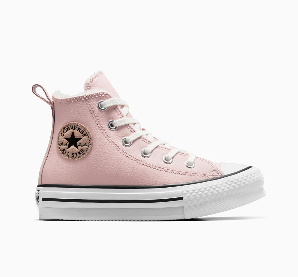Chuck Taylor All Star Lift Platform Leather & Faux Fur Pink Sage/Vintage White/Zwart
