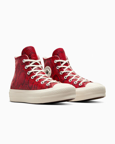 Chuck Taylor All Star Lift Platform Snakeskin Print Pr&oacute;ximos d&iacute;as/Garza/Negro, Top and Side View
