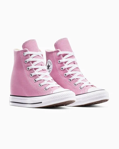 Chuck Taylor All Star Wedge Platform Cliffside Rose/White/Black, Top and Side View