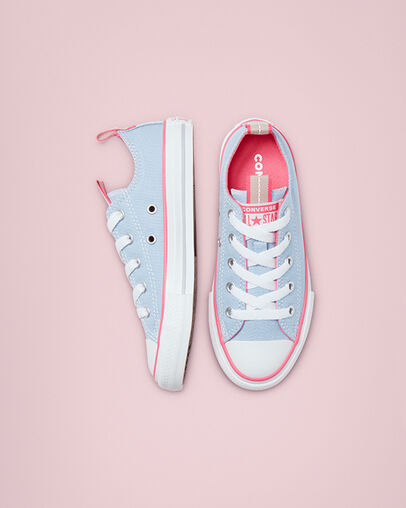 Chuck Taylor All Star Seasonal Color Sea Salt Blue/Bold Pink/White, Top and Side View