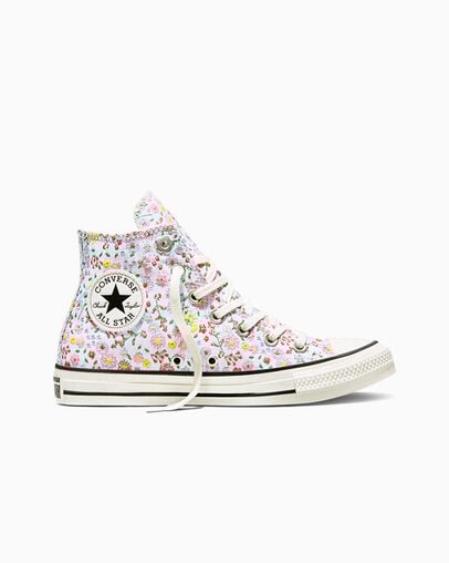 Chuck Taylor All Star Floral Accent Egret/Egret/Cherry Balm, Outer Side View