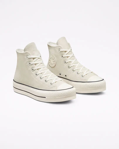 Chuck Taylor All Star Lift Platform Egret/Black/Egret, Angled View