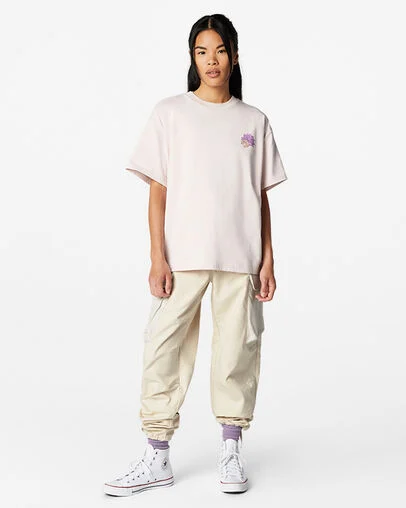 T-shirt Desert Rave Oversized Art Rose orge, Full Body View