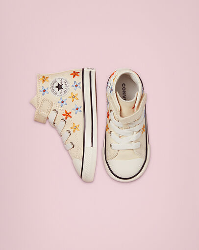 Spring Flowers Easy-On EVA Platform Chuck Taylor All Star Marfil natural/Multicolor/Negro, Top and Side View