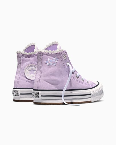 Chuck Taylor All Star EVA Lift Platform Bubble Flowers Lavender Latte/White/Black, Heel View