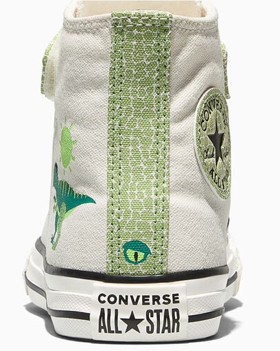 Chuck Taylor All Star Easy-On Dinos Vintage White/Fresh Cut Green/Neon Mantis Green, Detail Angle View