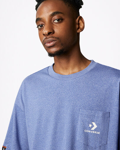 Embroidered Pocket T-Shirt Washed Indigo, Detail View