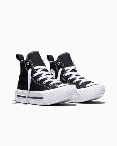 Chuck Taylor All Star Lift Double Stack Platform Black/White/Egret, Top and Side View