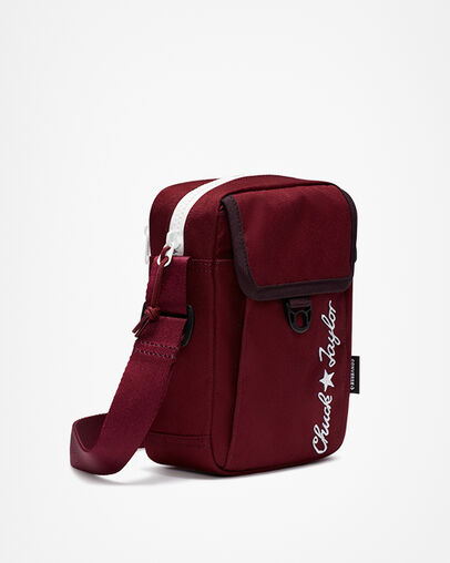 Embroidered Cross-body Bag Dark Beetroot/Black Cherry, Back View