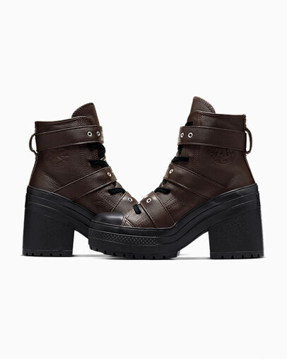 Chuck 70 De Luxe Heel Platform Leather & Buckles Bebida fresca/Negro/Plata, Detail Angle View