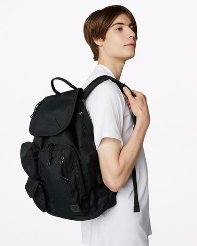 Ripstop Rucksack Schwarz, Front View