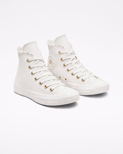 Chuck Taylor All Star Mono White Blanc vintage/Aigrette/Or, Angled View