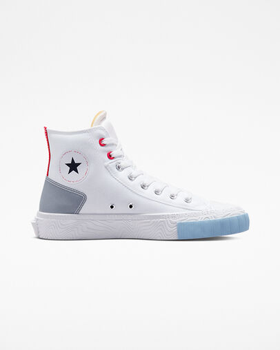 Chuck Taylor Alt Star Reflective Shine Wit/Rood/Lt Armory Blue, Outer Side View