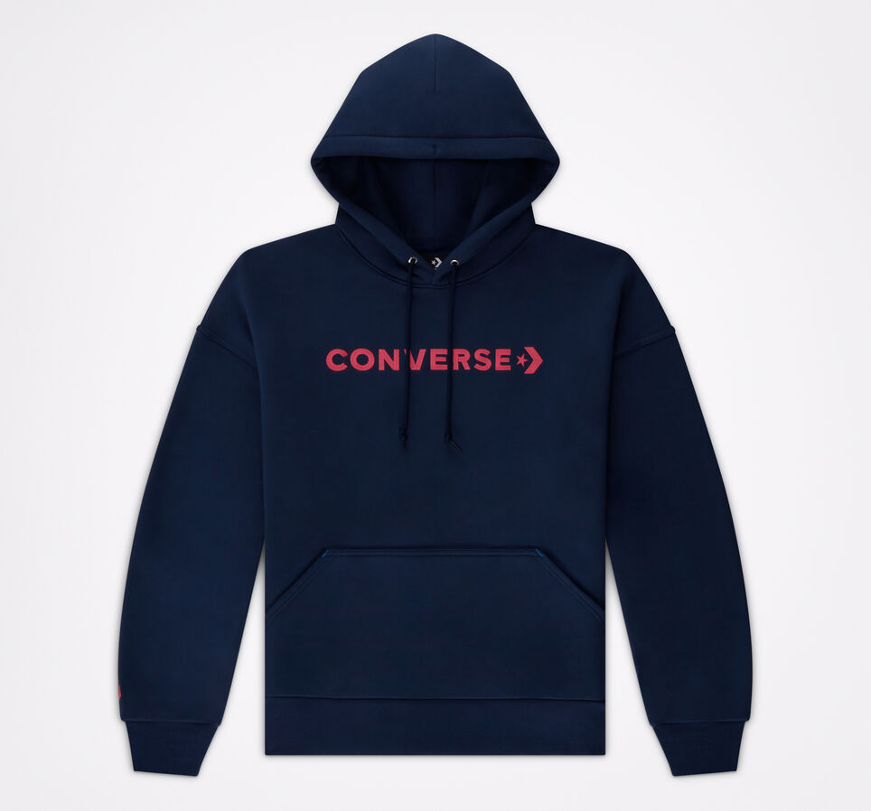 Hoodie inscription brod&eacute;e Bleu marine nuit